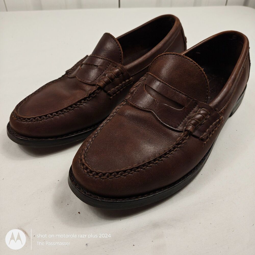 Men's EDDIE BAUER Shoes Brown Leather Penny Loafer US Size 9.5
